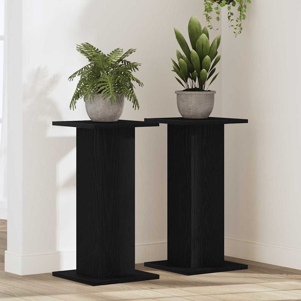 Plant Stand 2 pcs Black Oak-Look 30 x 30 x 60 cm