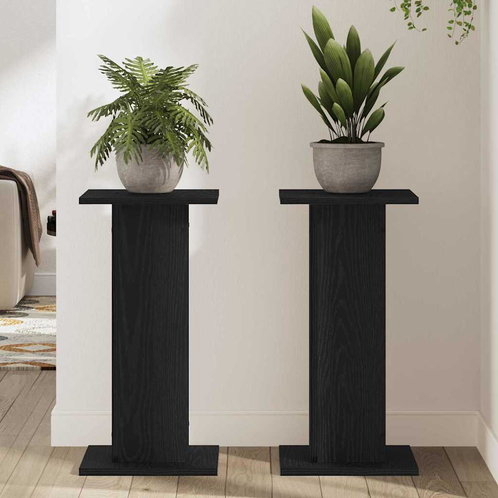 Plant Stand 2 pcs Black Oak-Look 30 x 30 x 60 cm
