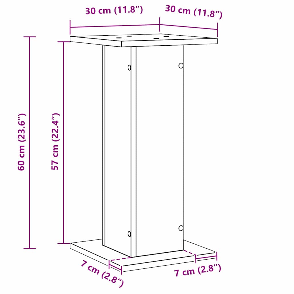 Plant Stand 2 pcs Black Oak-Look 30 x 30 x 60 cm
