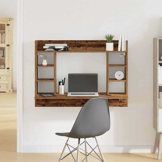 Wall Table with Shelf Reclaimed Wood 105 x 48 x 75 cm Wood-based Material