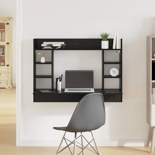 Wall Table Black Oak Effect 105 x 48 x 75 cm Wood Material