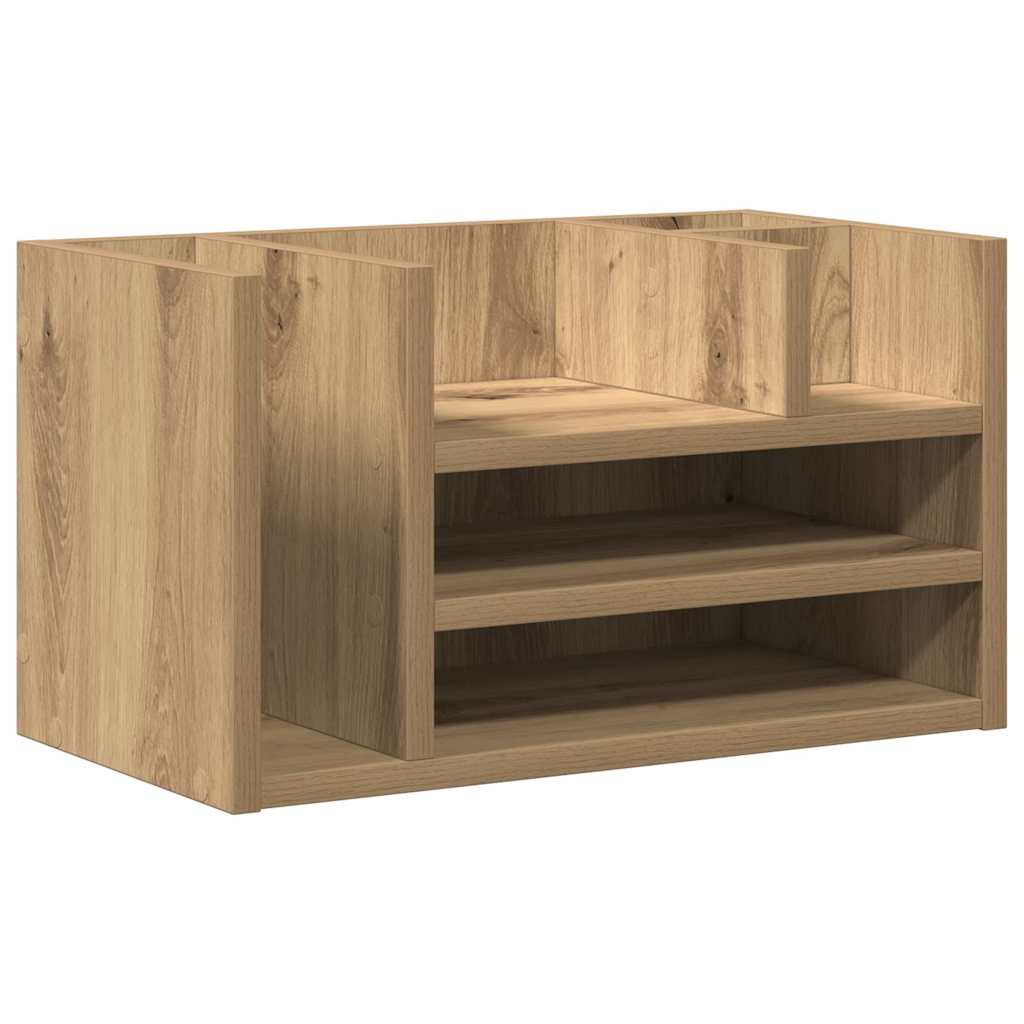 Organiseur de bureau noir imitation chêne 44,5 x 24 x 25 cm