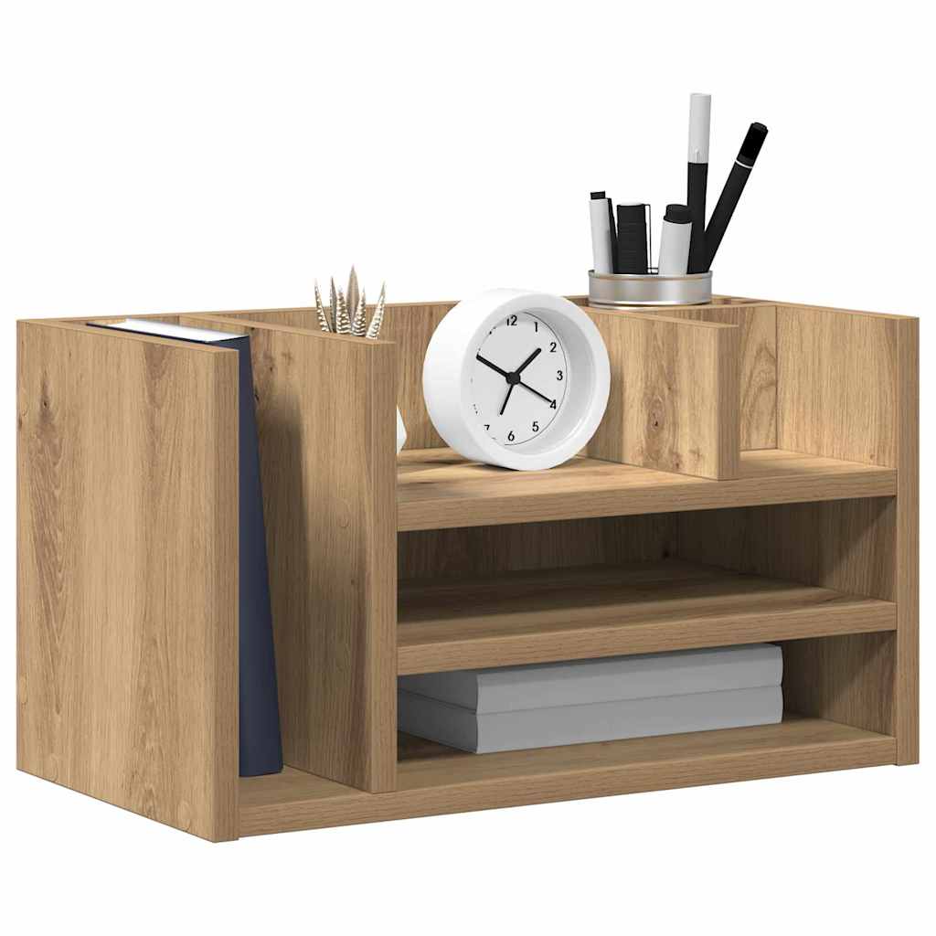 Organiseur de bureau noir imitation chêne 44,5 x 24 x 25 cm