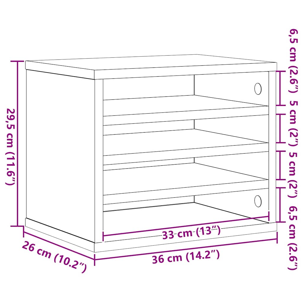 Organisateur de bureau Chêne Artisan 36 x 26 x 29,5 cm