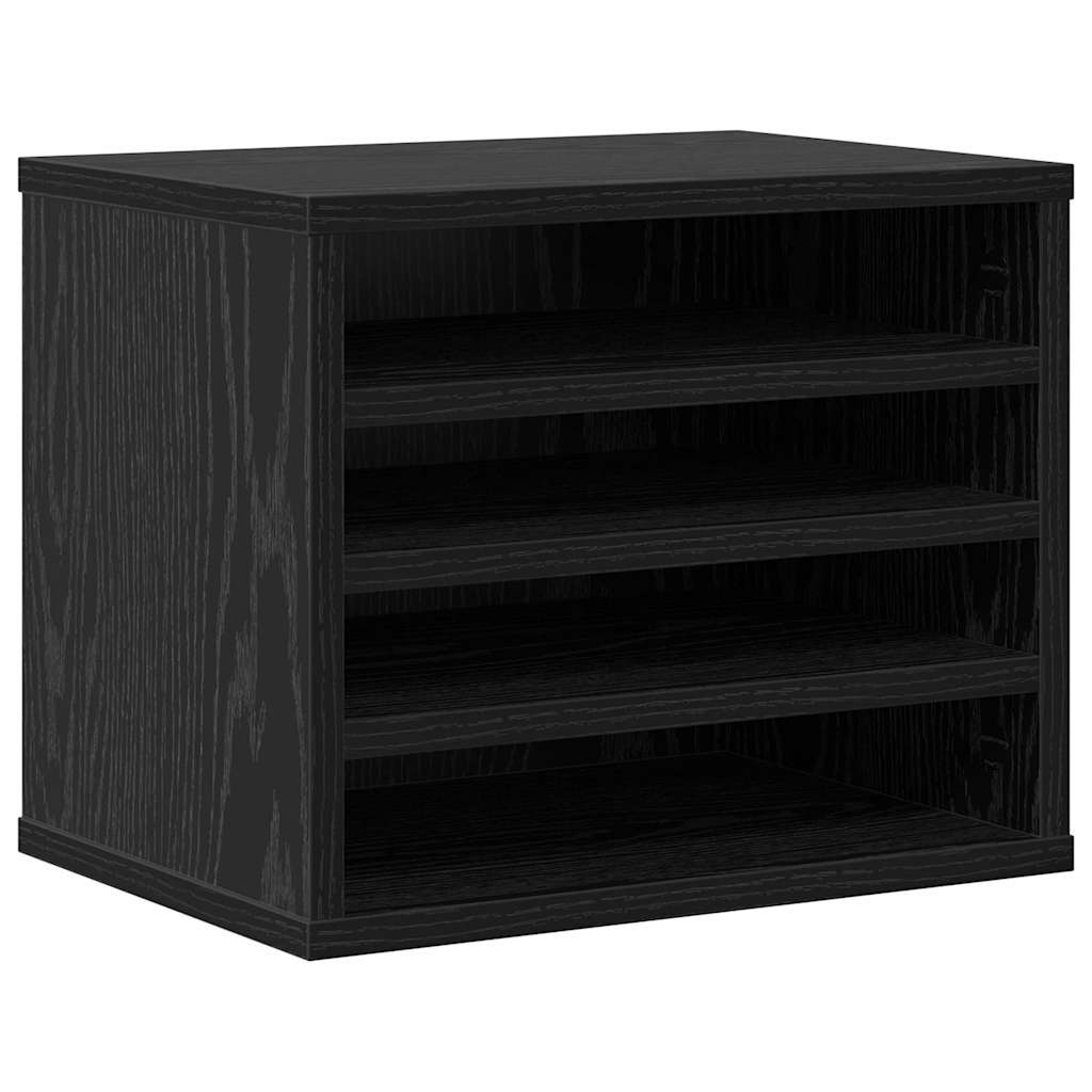 Organiseur de bureau noir aspect chêne 36 x 26 x 29,5 cm