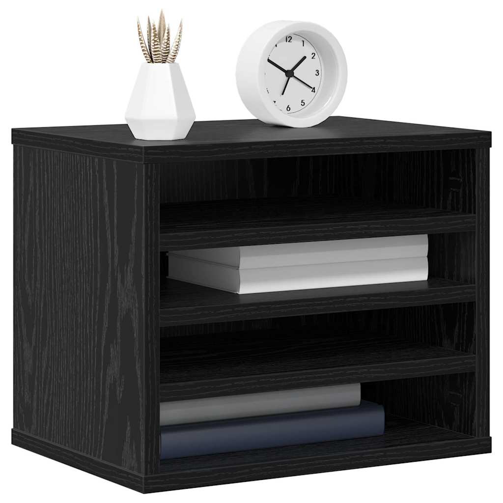 Organiseur de bureau noir aspect chêne 36 x 26 x 29,5 cm