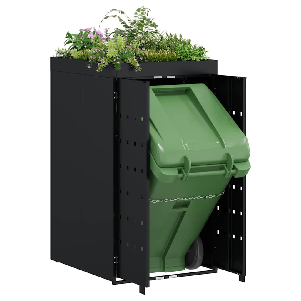 Wheeled refuse bin enclosure with planted roof for a 240L bin