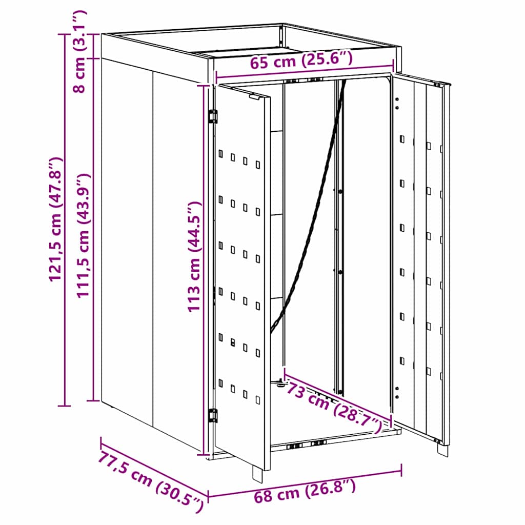Wheeled refuse bin enclosure with planted roof for a 240L bin