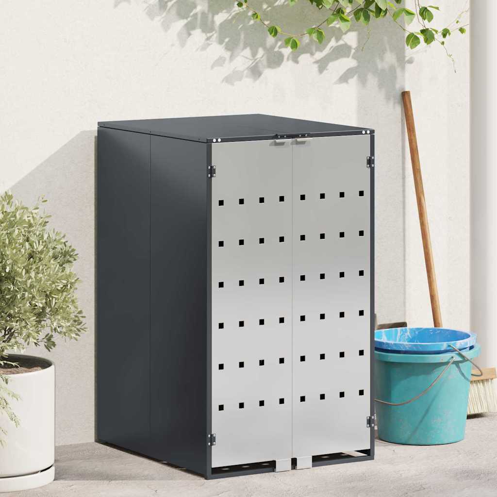 Abri de poubelles avec couvercle relevable à vérin à gaz pour poubelle de 240L anthracite
