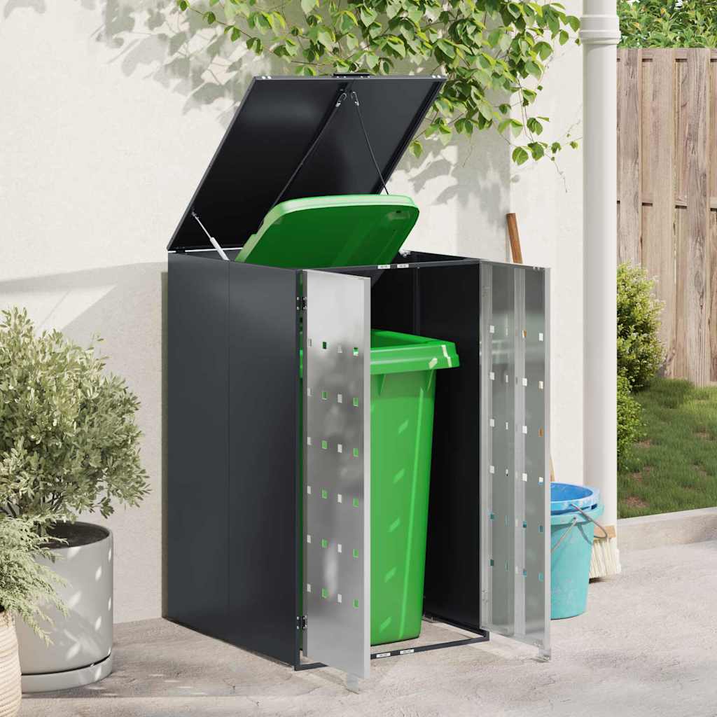Abri de poubelles avec couvercle relevable à vérin à gaz pour poubelle de 240L anthracite