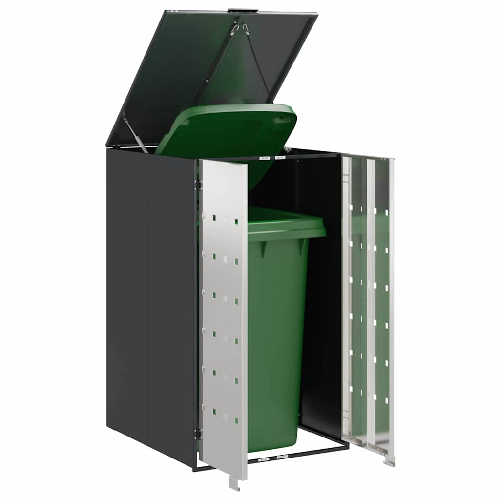 Abri de poubelles avec couvercle relevable à vérin à gaz pour poubelle de 240L anthracite
