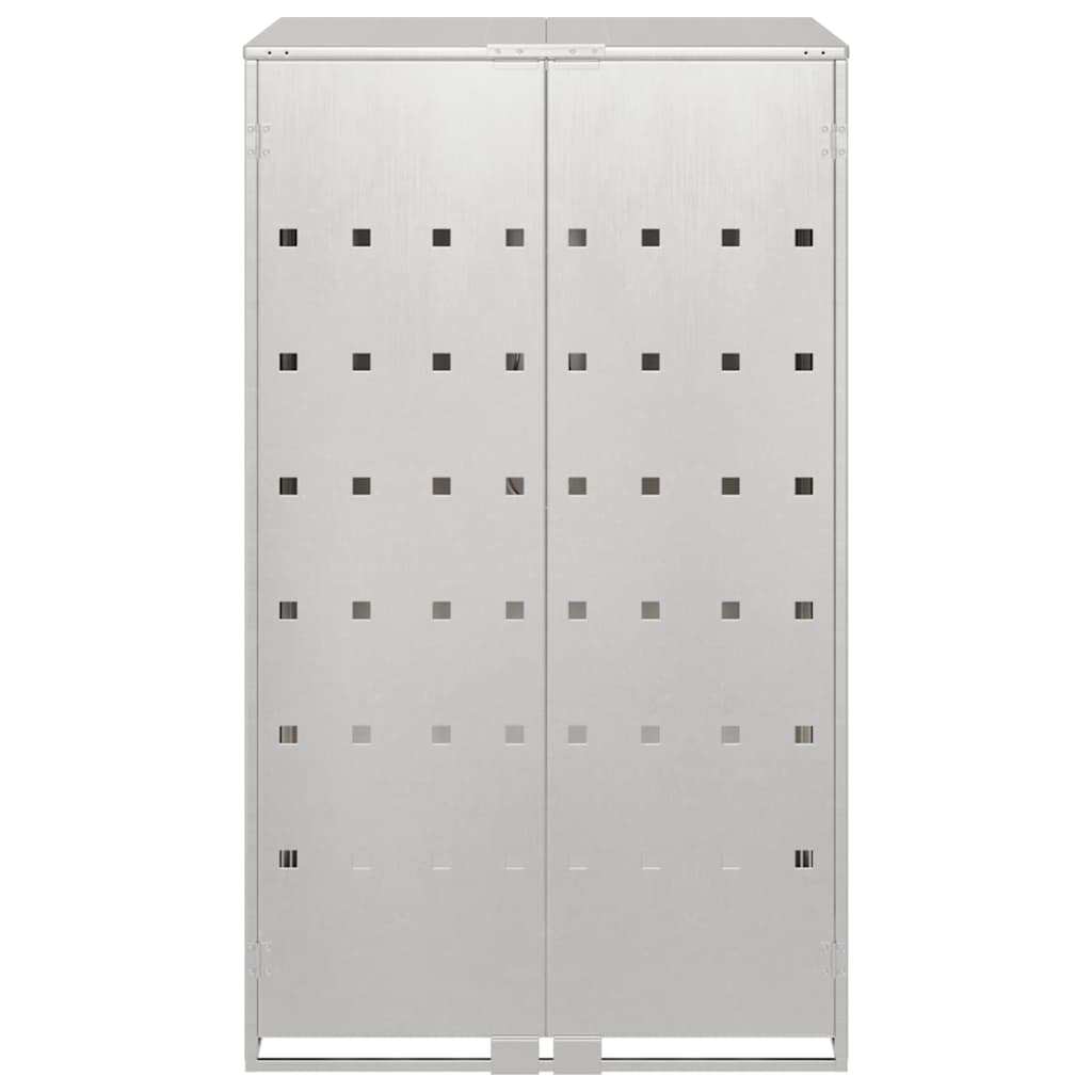 Abri pour poubelles avec couvercle relevable à vérins à gaz pour poubelle de 240 L Argenté