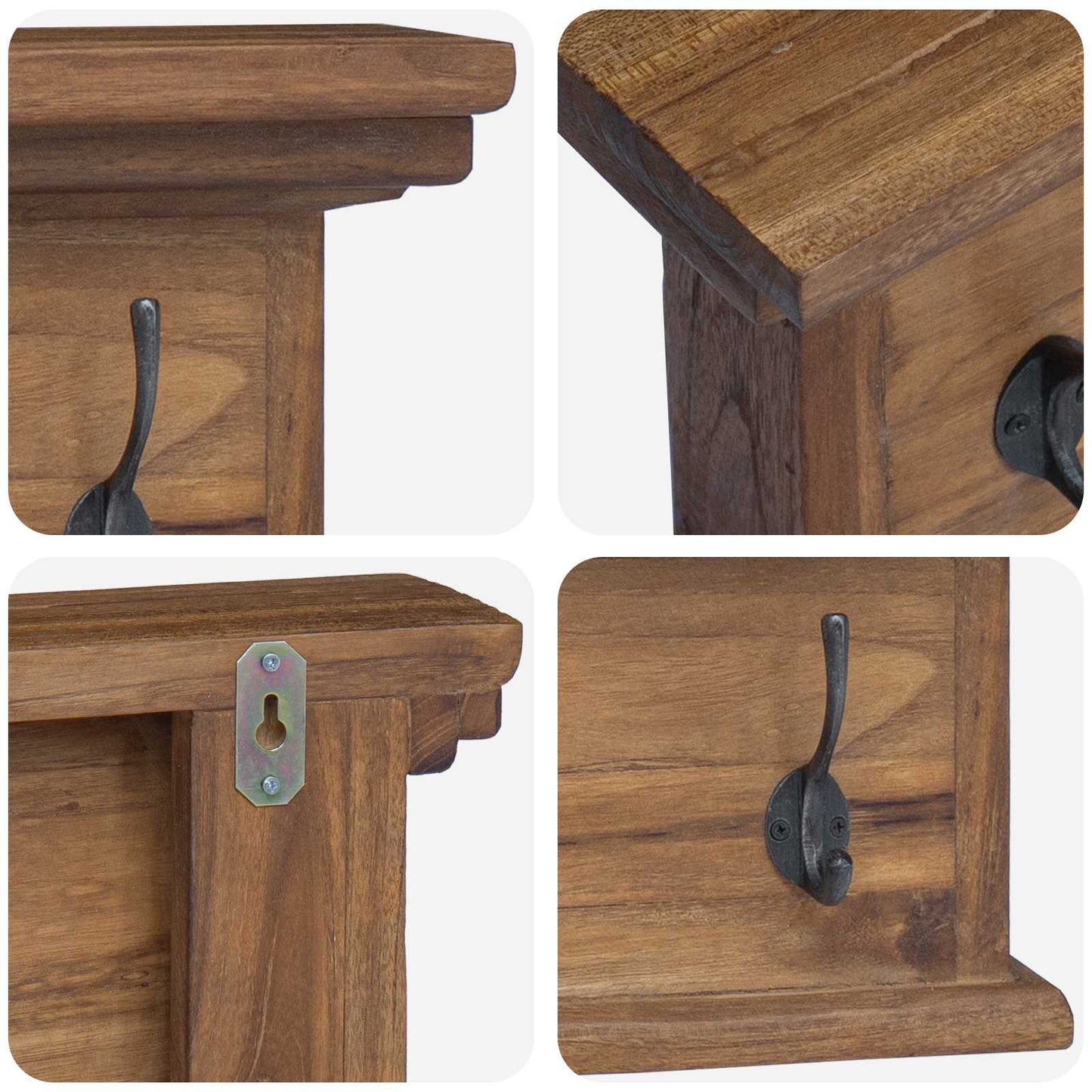 Wall-Mounted Clothes Rack Natural 70 x 10 x 20 cm