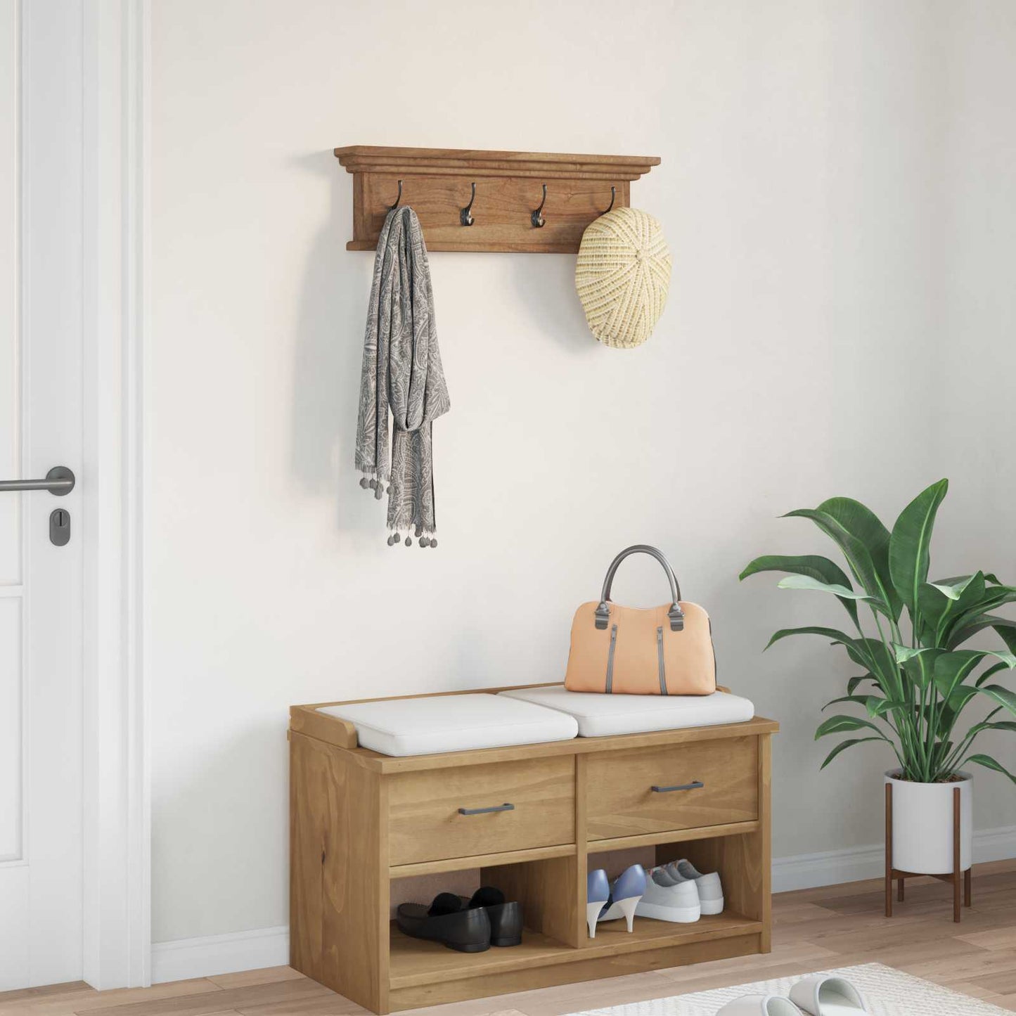 Wall-Mounted Clothes Rack Natural 70 x 10 x 20 cm