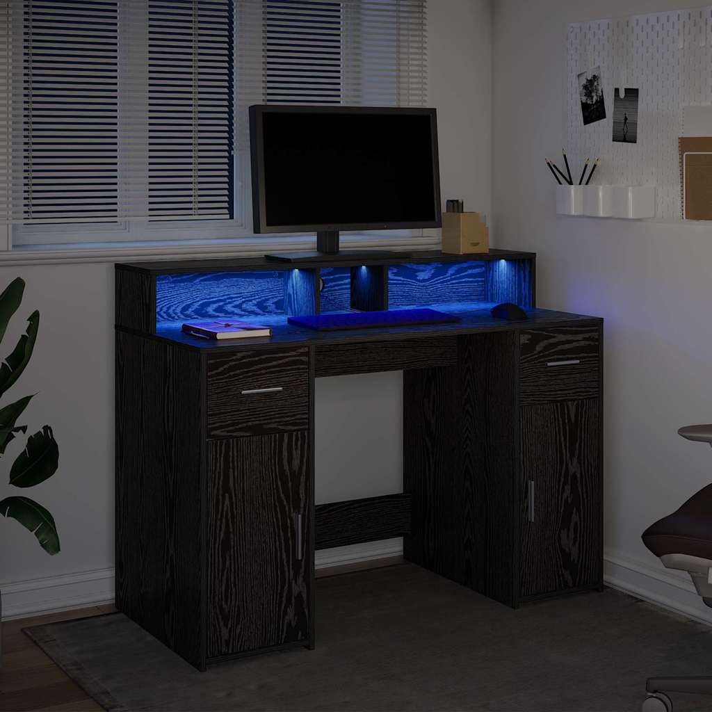 Desk Black Oak 120 x 55 x 91 cm Engineered Wood