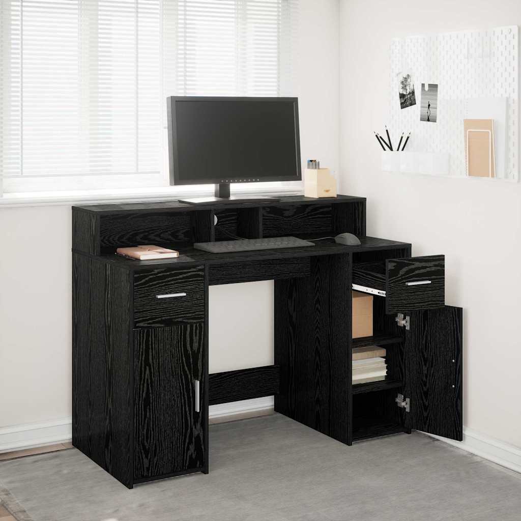 Desk Black Oak 120 x 55 x 91 cm Engineered Wood