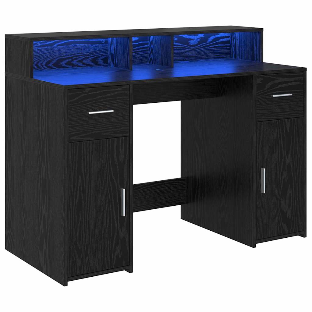 Desk Black Oak 120 x 55 x 91 cm Engineered Wood