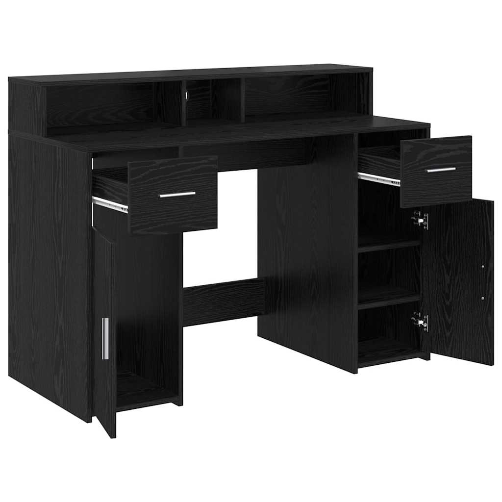 Desk Black Oak 120 x 55 x 91 cm Engineered Wood