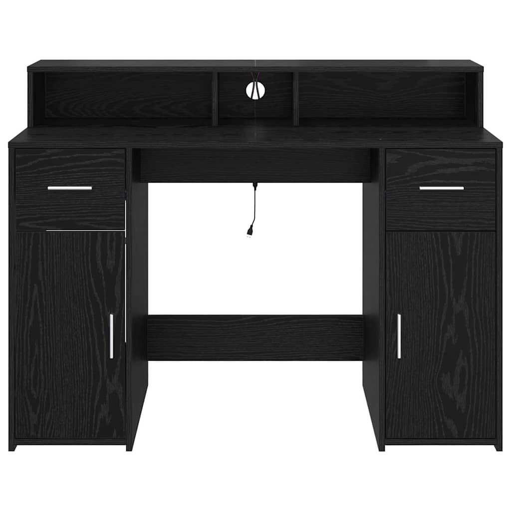 Desk Black Oak 120 x 55 x 91 cm Engineered Wood