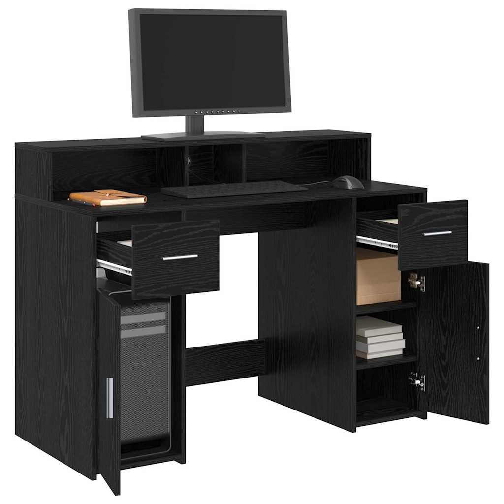 Desk Black Oak 120 x 55 x 91 cm Engineered Wood