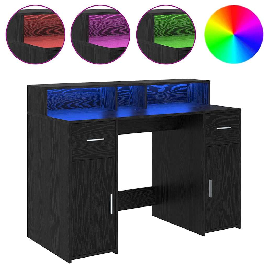 Desk Black Oak 120 x 55 x 91 cm Engineered Wood