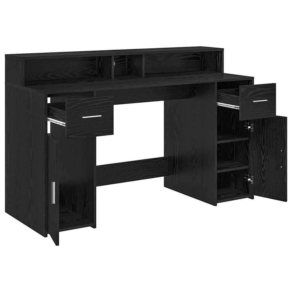 Desk Black Oak 140 x 55 x 91 cm Engineered Wood