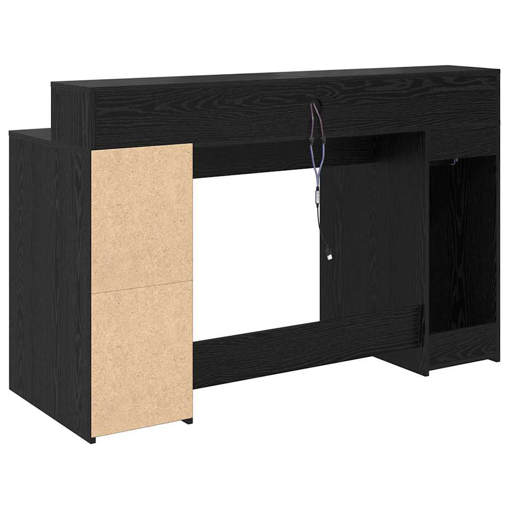 Desk Black Oak 140 x 55 x 91 cm Engineered Wood