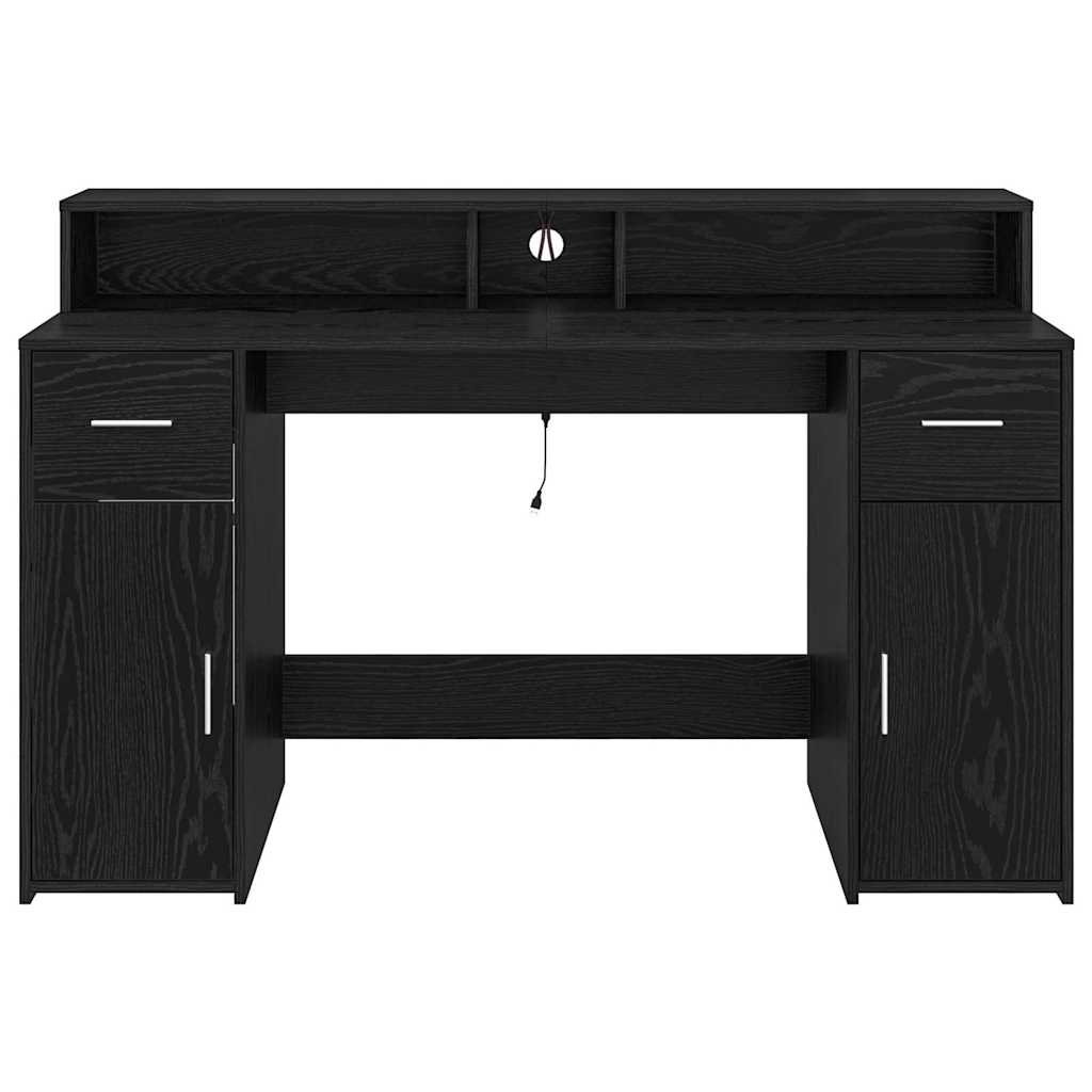 Desk Black Oak 140 x 55 x 91 cm Engineered Wood