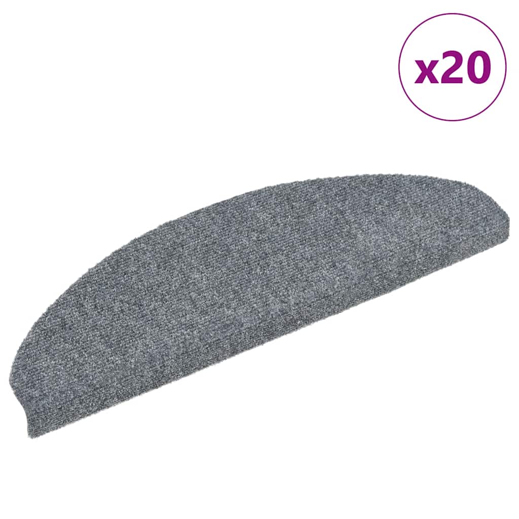 Tapis de marches autocollants 20 pces 65x21x4 cm Gris clair demi-rond grand