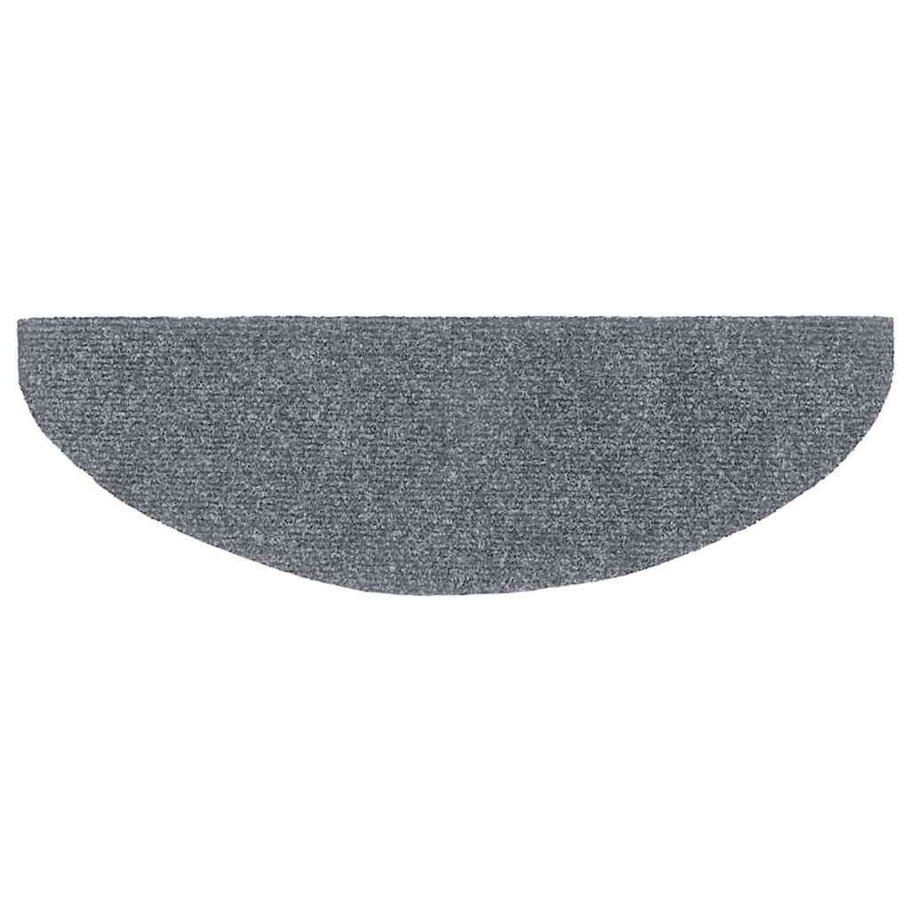 Tapis de marches autocollants 20 pces 65x21x4 cm Gris clair demi-rond grand