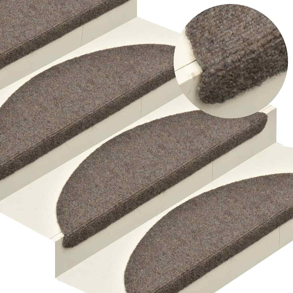 Self-Adhesive Stair Treads 20 Pcs. 65x21x4 cm Beige Semi-Circular Large