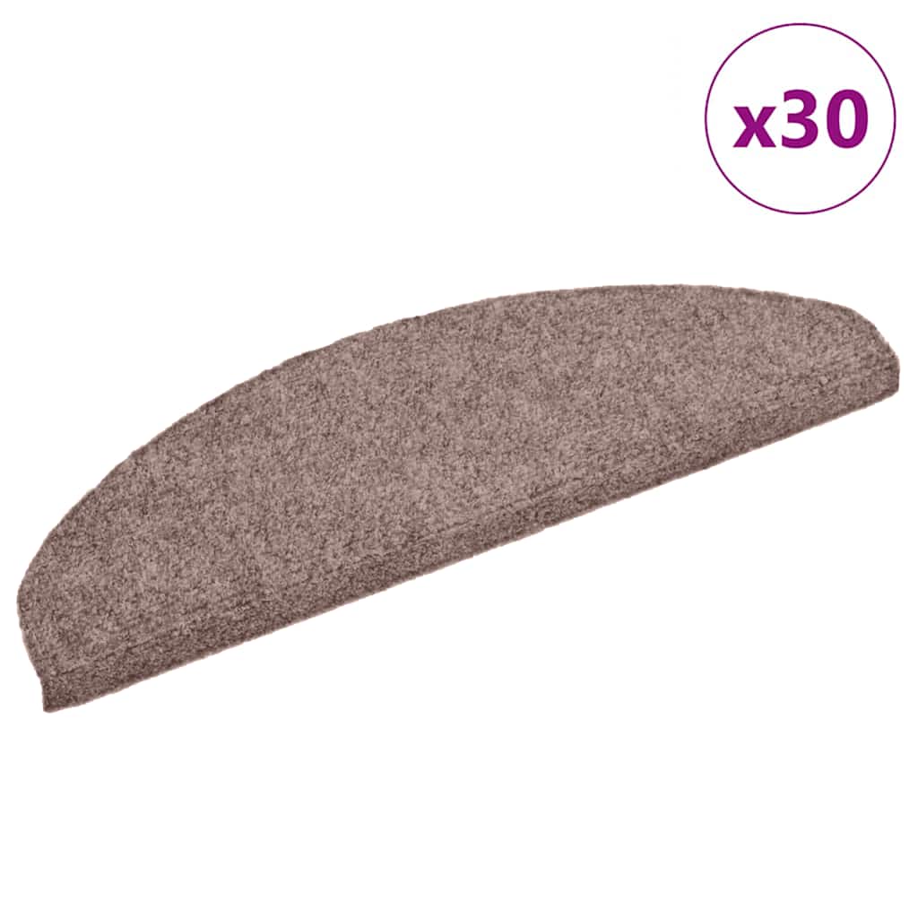 Marches d'escalier auto-adhésives 30 pièces 65x21x4 cm marron clair semi-circulaires grandes
