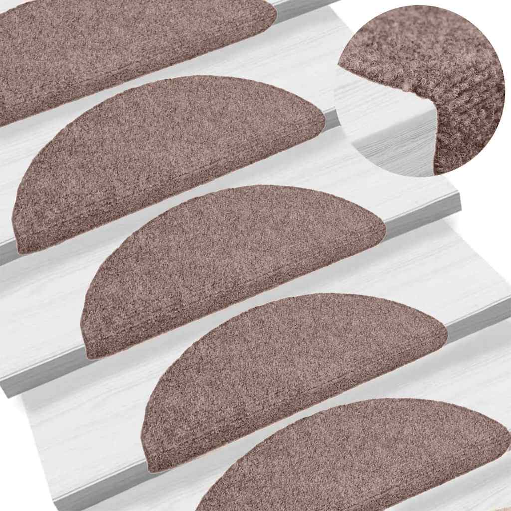 Marches d'escalier auto-adhésives 30 pièces 65x21x4 cm marron clair semi-circulaires grandes