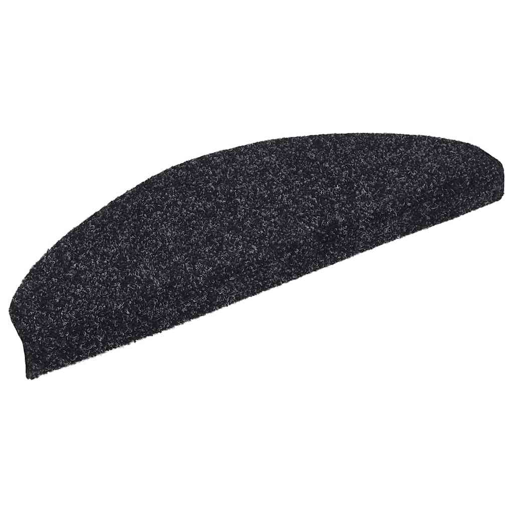Marches d'escalier autocollantes 30 pces 65x21x4 cm noir semi-rond grand modèle