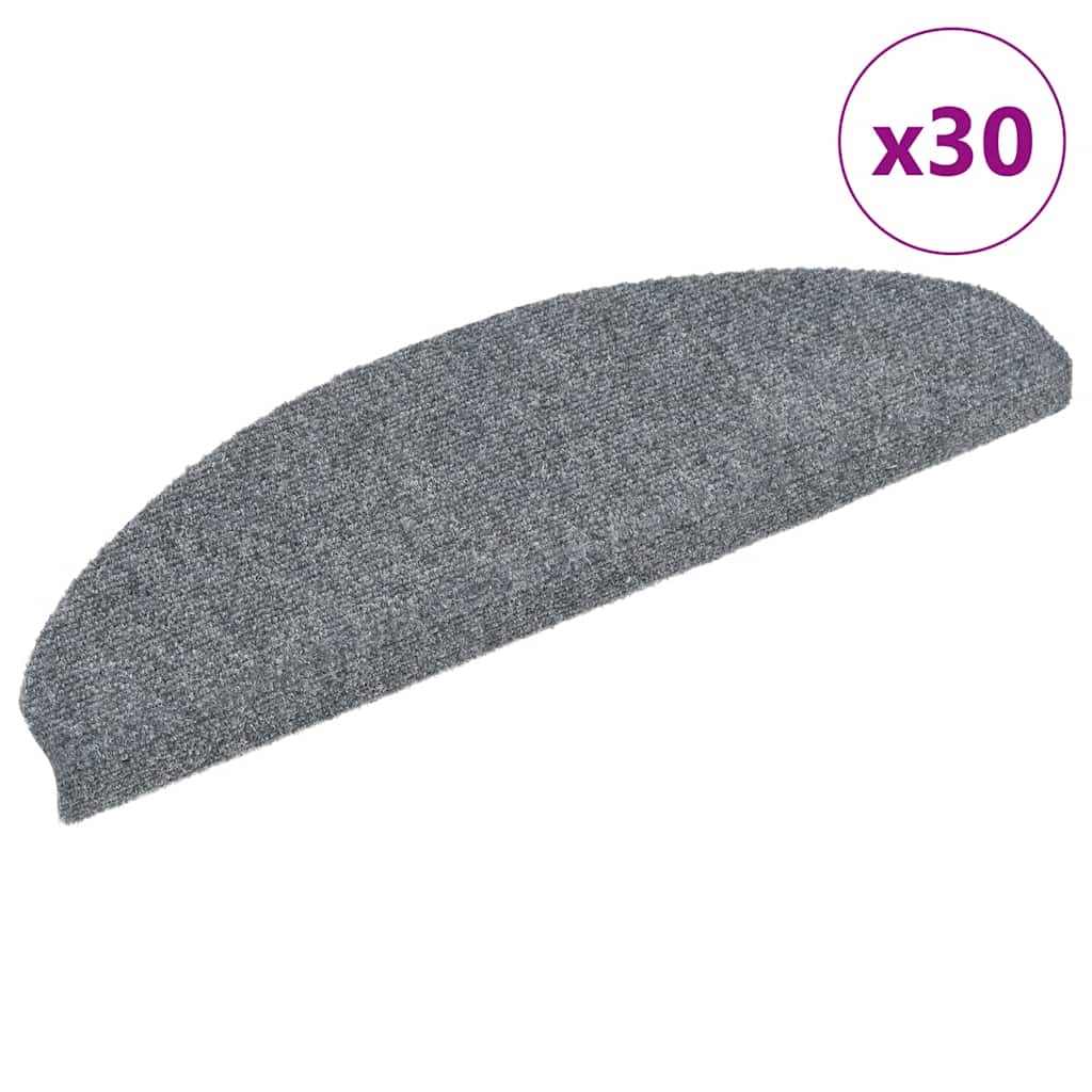 Marches d'escalier auto-adhésives 30 pièces 65x21x4 cm Gris clair demi-rond grandes