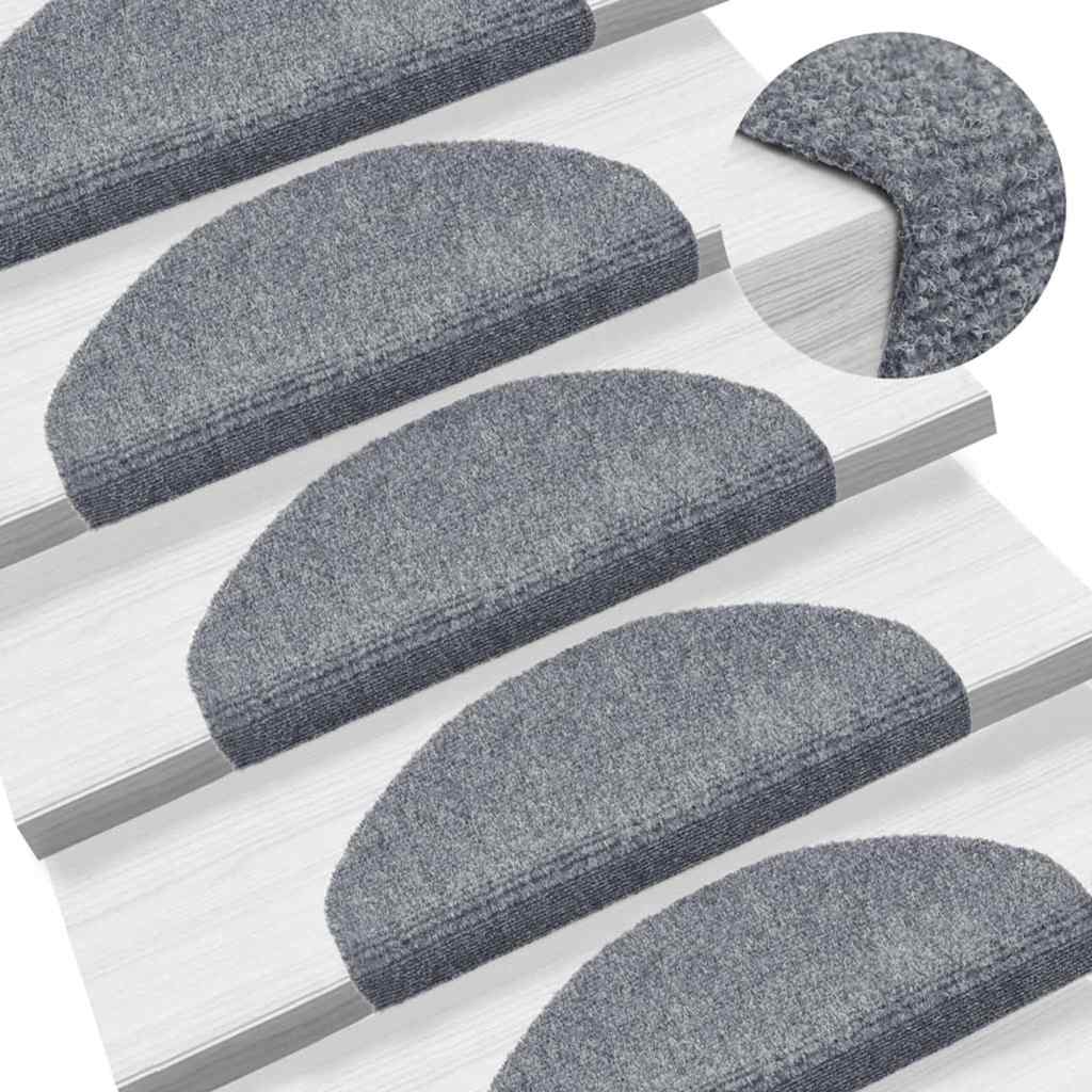 Marches d'escalier auto-adhésives 30 pièces 65x21x4 cm Gris clair demi-rond grandes