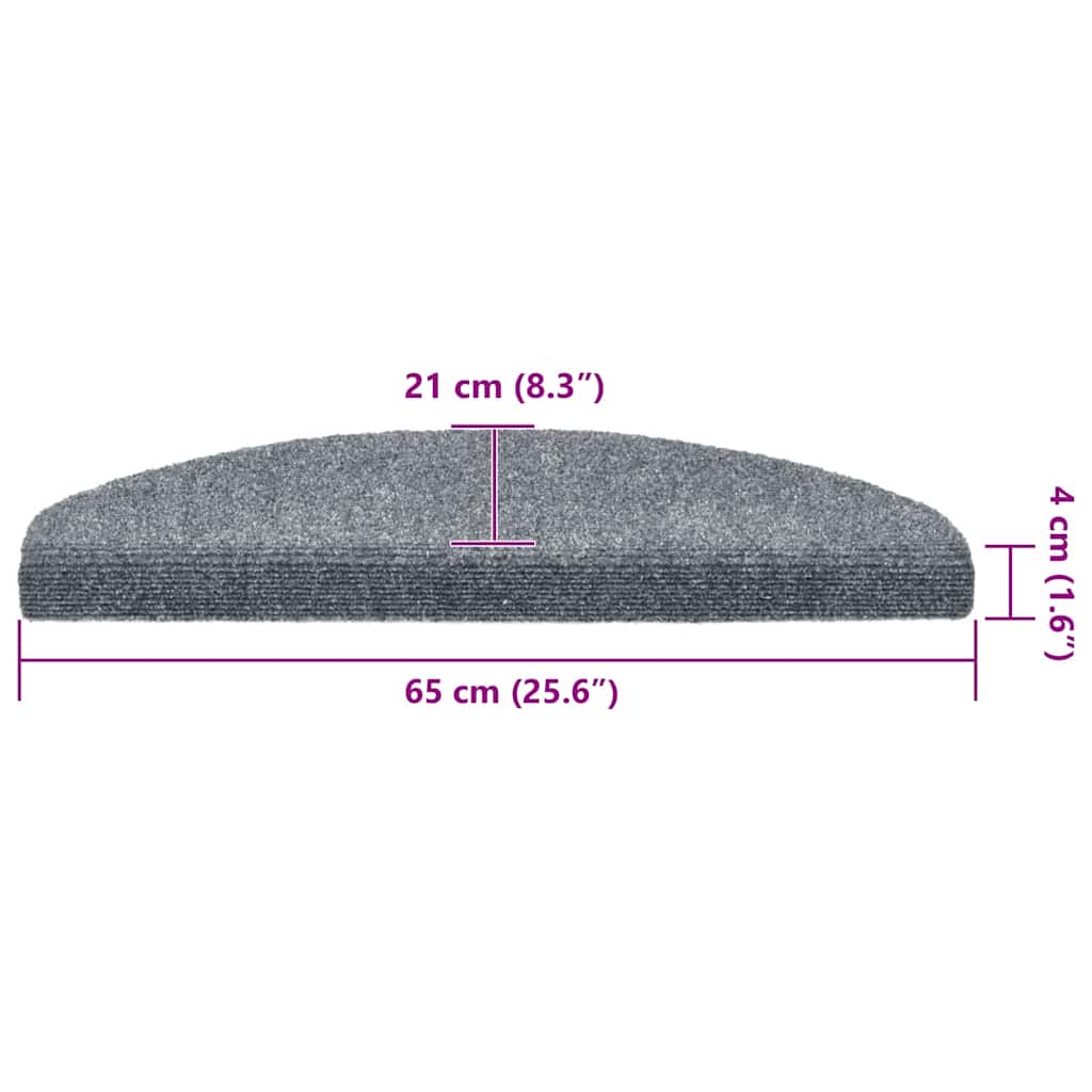 Marches d'escalier auto-adhésives 30 pièces 65x21x4 cm Gris clair demi-rond grandes