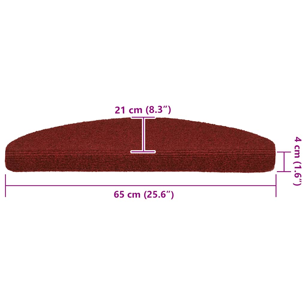Tapis de marche auto-adhésifs 30 pcs 65x21x4 cm bordeaux demi-rond grand