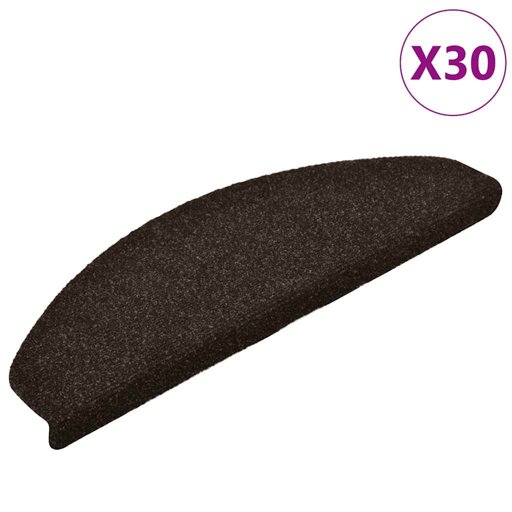 Tapis de marche auto-adhésifs 30 pièces 65x21x4 cm marron foncé semi-circulaire grand