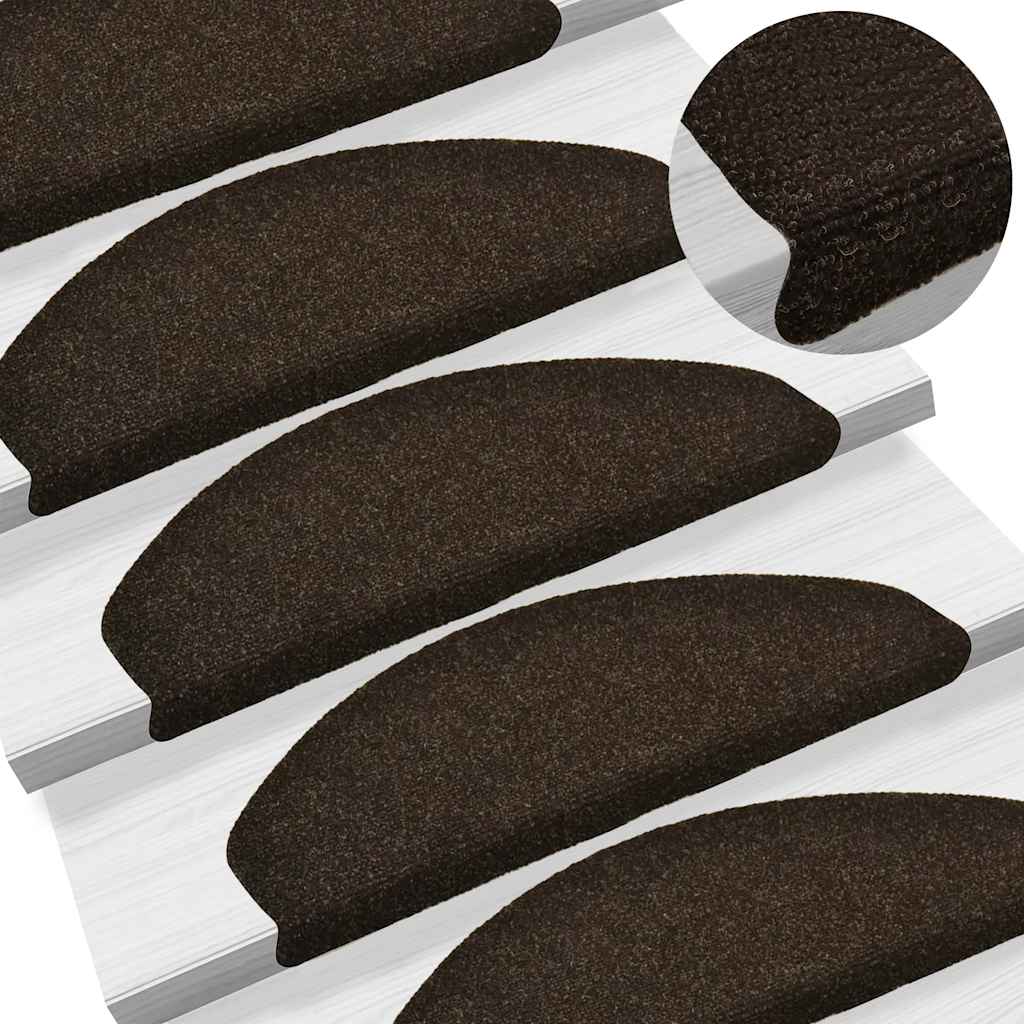 Tapis de marche auto-adhésifs 30 pièces 65x21x4 cm marron foncé semi-circulaire grand