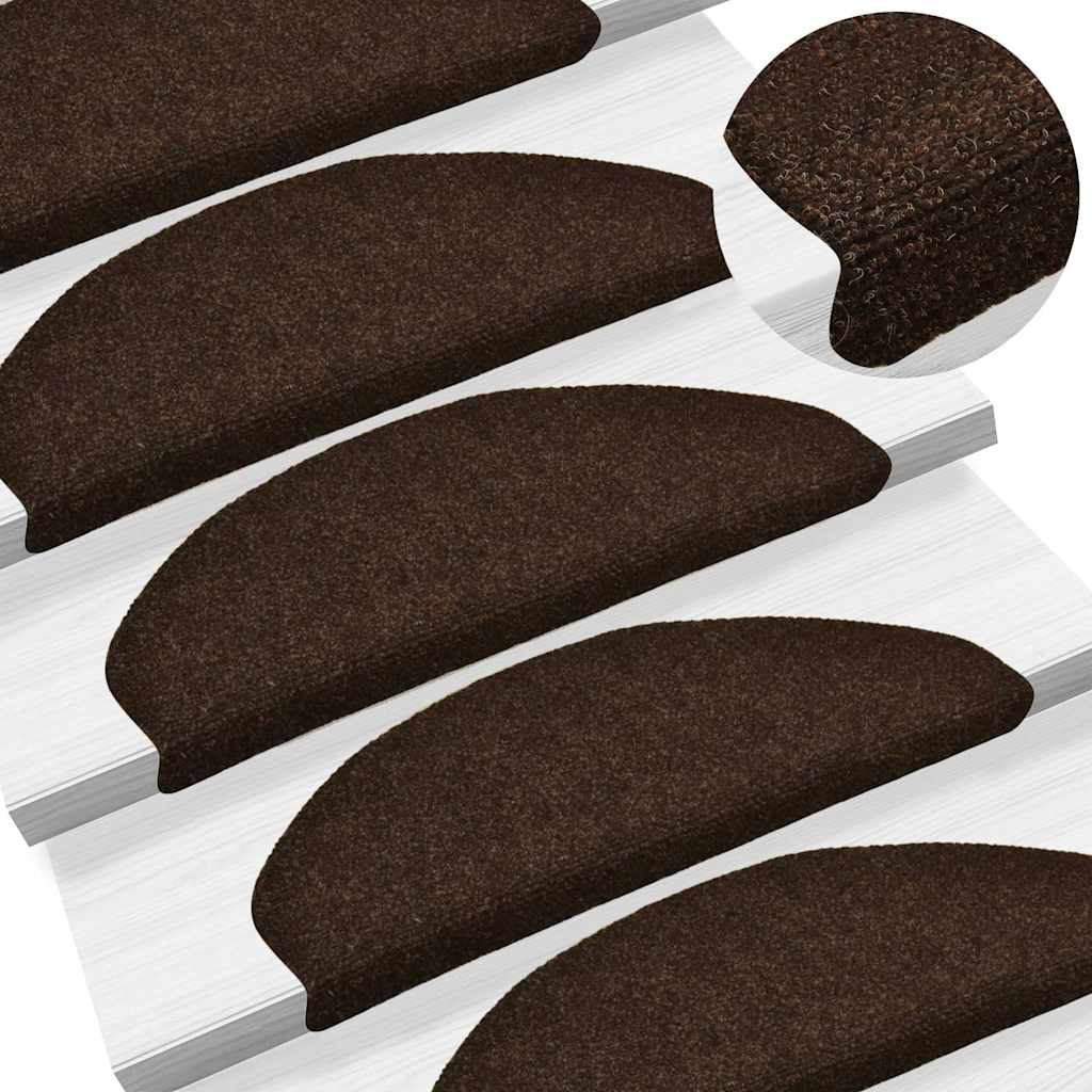 Tapis de marche auto-adhésifs 30 pces. 65x21x4 cm marron demi-rond grand
