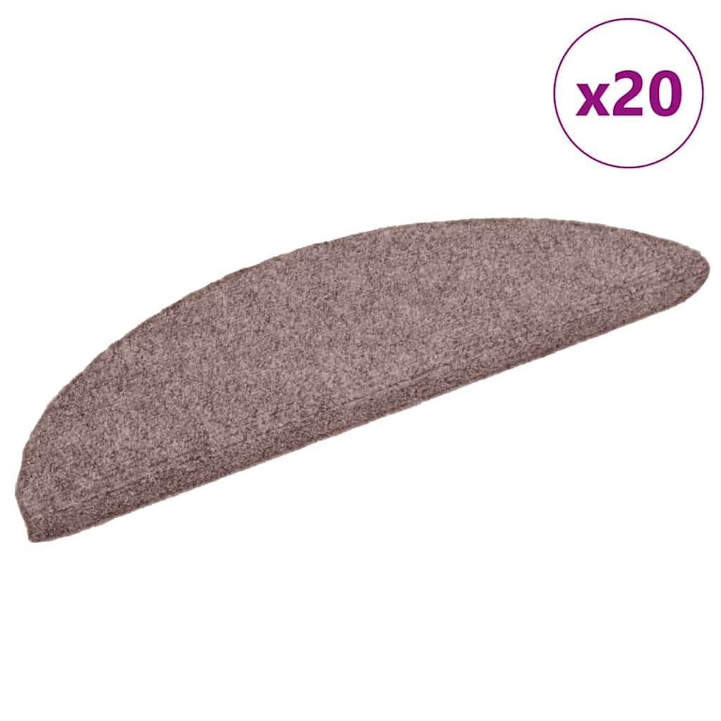 Marches de sécurité auto-adhésives, lot de 20, 56x17x3 cm, marron clair, semi-circulaires