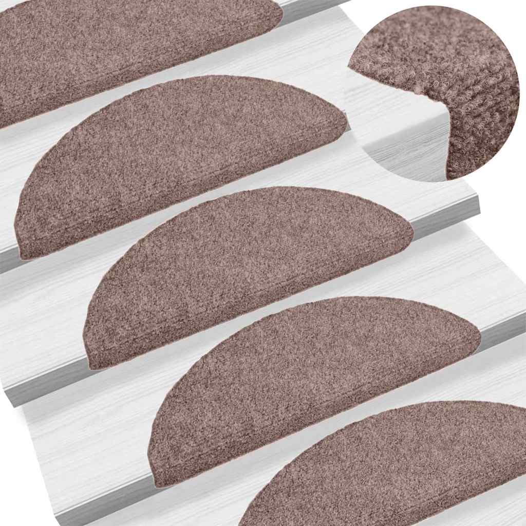 Marches de sécurité auto-adhésives, lot de 20, 56x17x3 cm, marron clair, semi-circulaires