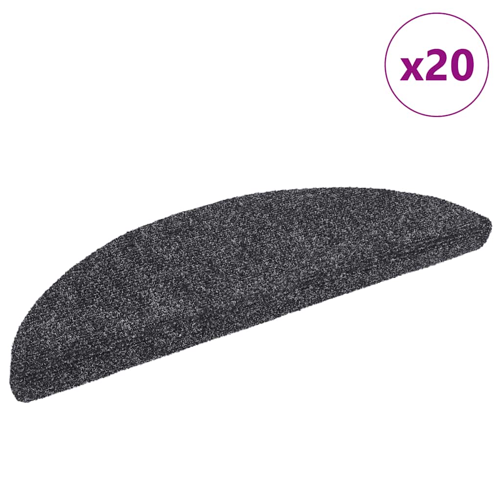 Stair Mats Self-Adhesive 20 pcs. 56x17x3 cm Dark Grey Semi-Circular