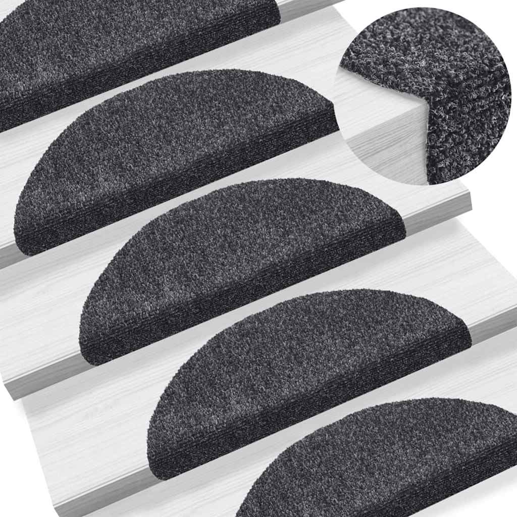 Stair Mats Self-Adhesive 20 pcs. 56x17x3 cm Dark Grey Semi-Circular
