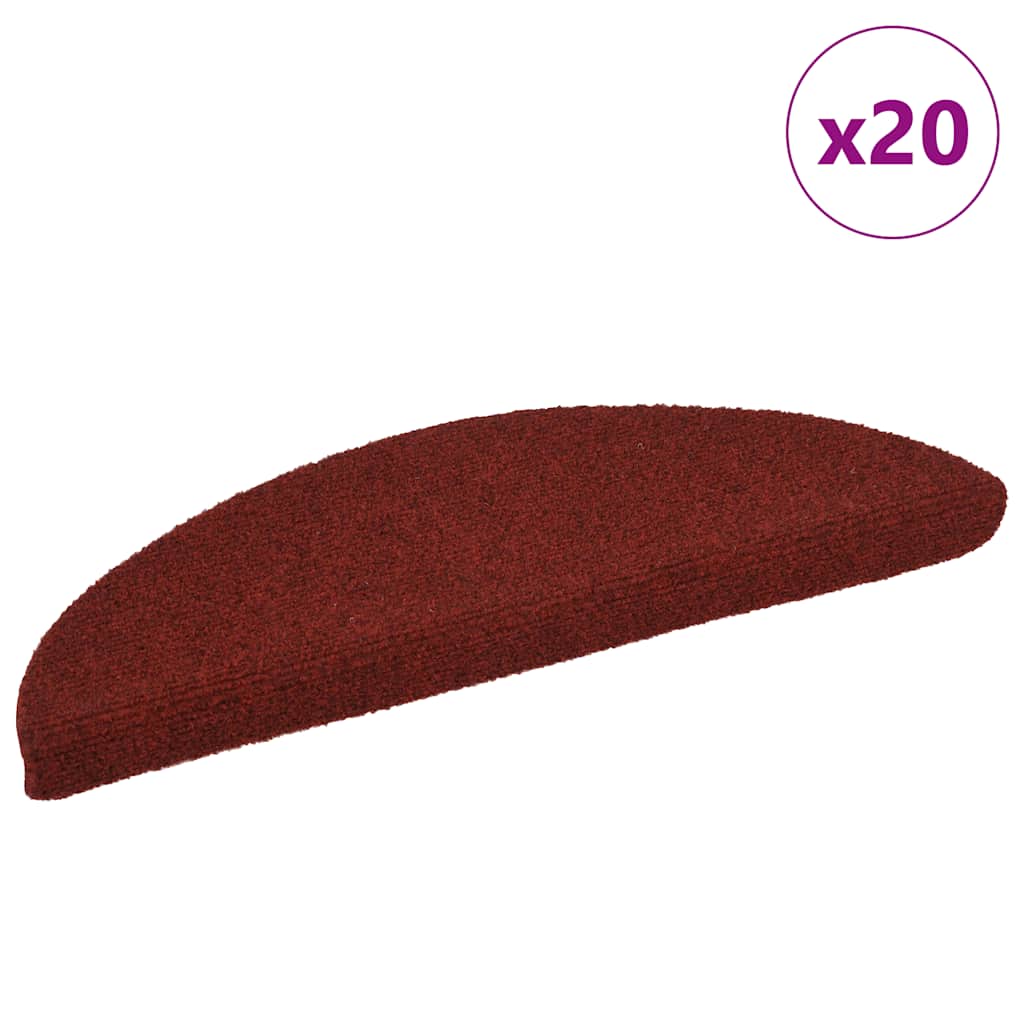 Tapis de marche auto-adhésifs 20 pcs. 56x17x3 cm bordeaux semi-circulaire