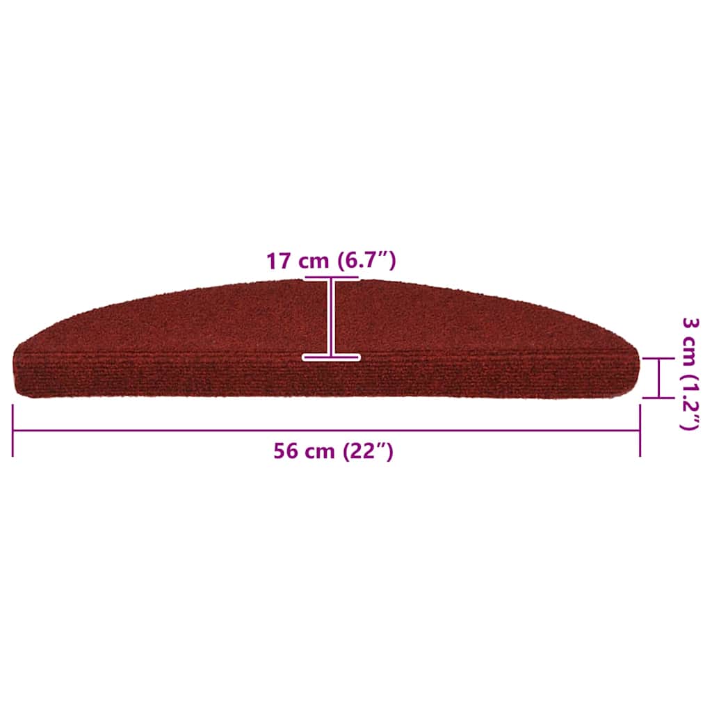 Tapis de marche auto-adhésifs 20 pcs. 56x17x3 cm bordeaux semi-circulaire