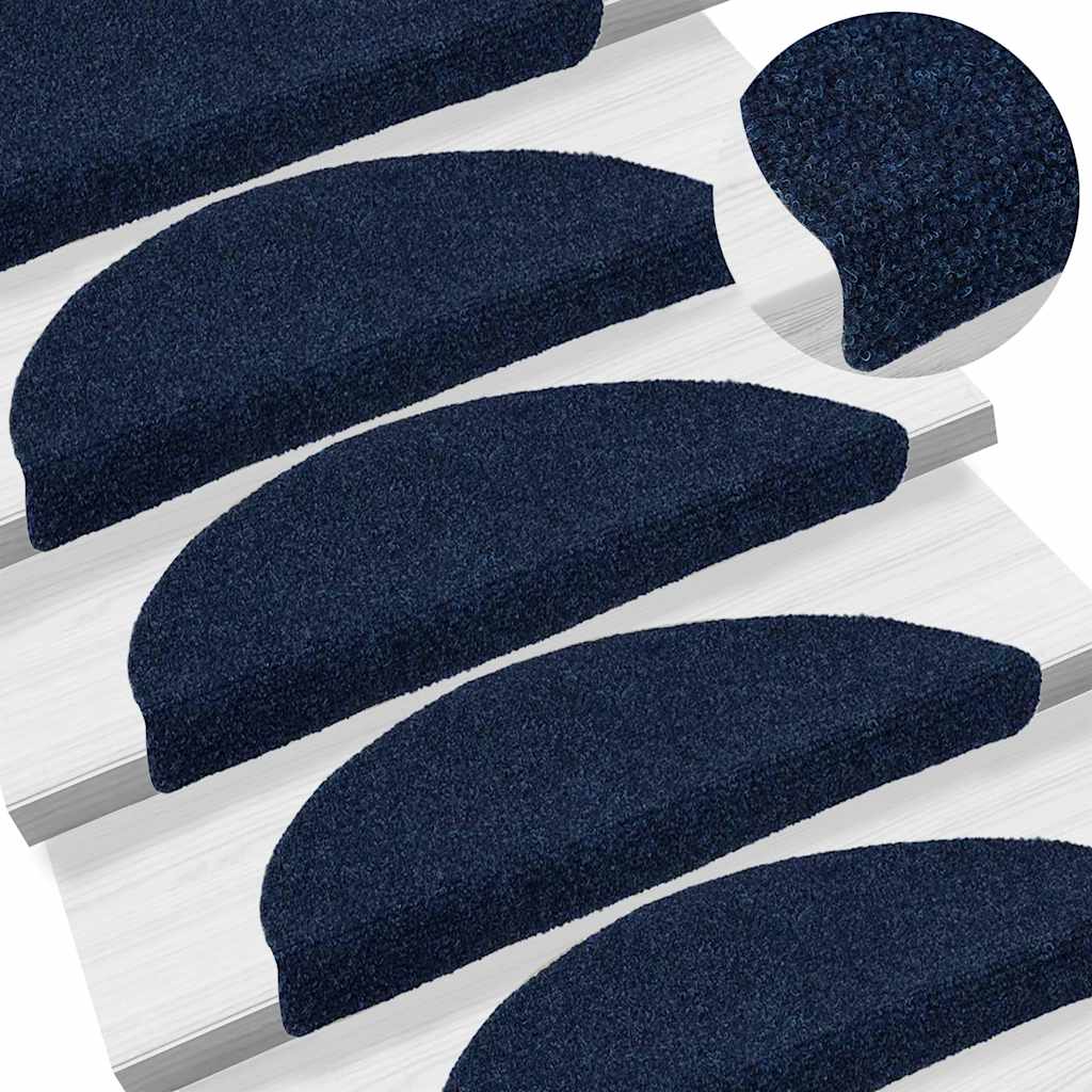 Marches d'escalier autocollantes 20 pcs. 56x17x3 cm Bleu Marine Semi-Rond