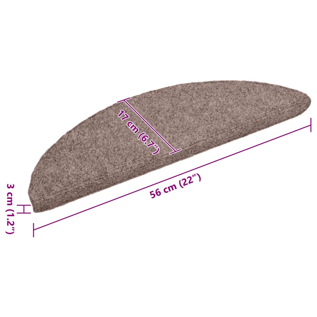 Marches d'escalier auto-adhésives 30 pièces 56x17x3 cm Marron clair Semi-rond