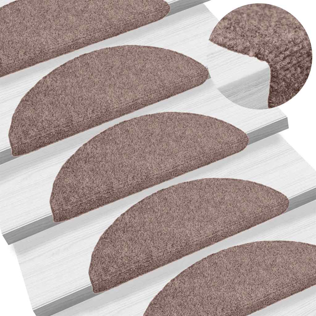 Marches d'escalier auto-adhésives 30 pièces 56x17x3 cm Marron clair Semi-rond